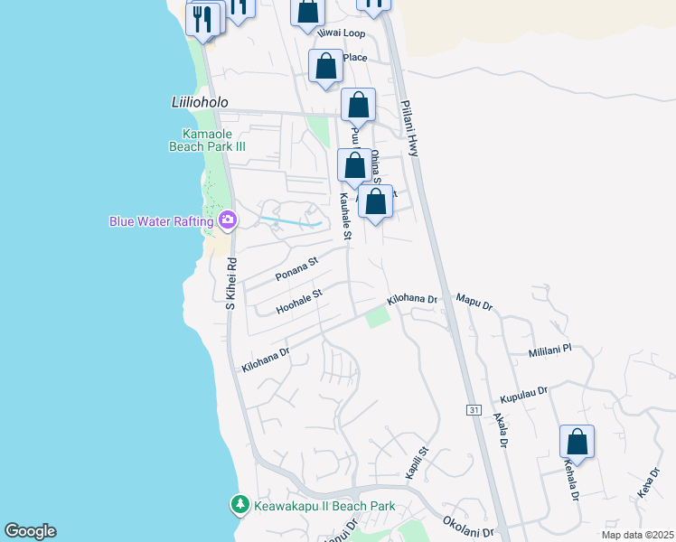 map of restaurants, bars, coffee shops, grocery stores, and more near 168 Ahekolo Place in Kihei