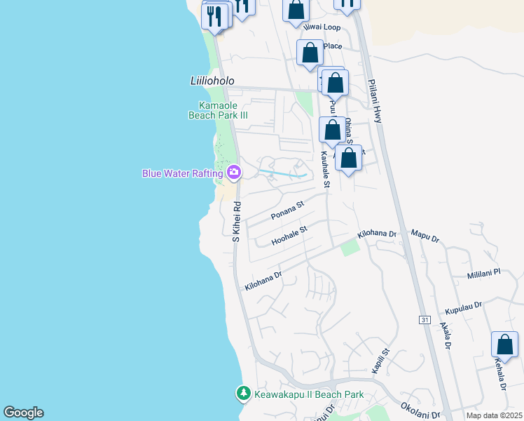 map of restaurants, bars, coffee shops, grocery stores, and more near 2881 South Kihei Road in Kihei