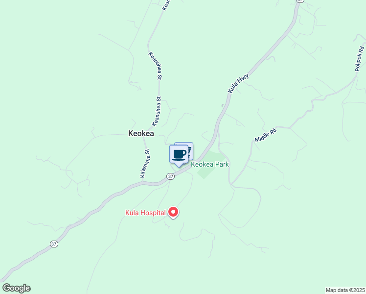 map of restaurants, bars, coffee shops, grocery stores, and more near 9300 Kula Highway in Kula