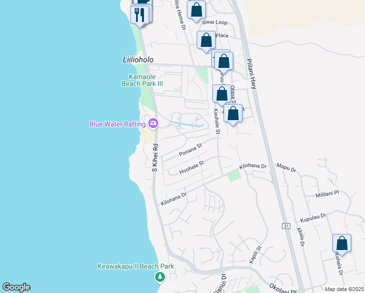 map of restaurants, bars, coffee shops, grocery stores, and more near Ala KOA St in Wailea-Makena
