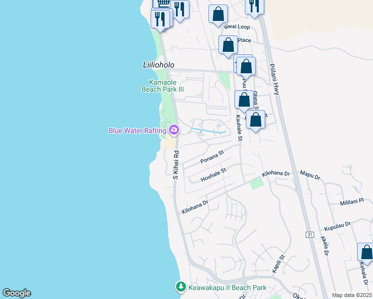 map of restaurants, bars, coffee shops, grocery stores, and more near 3-6 South Kihei Road in Kihei