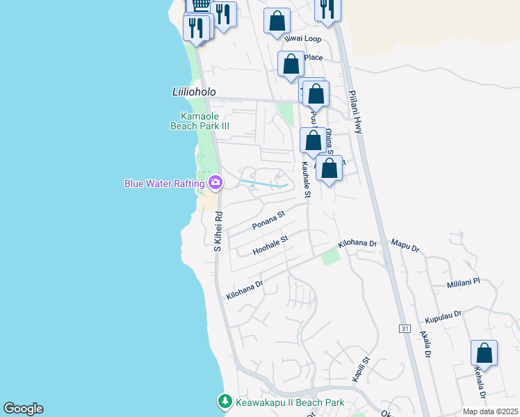 map of restaurants, bars, coffee shops, grocery stores, and more near 2881 South Kihei Road in Kihei
