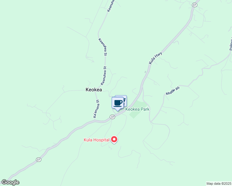 map of restaurants, bars, coffee shops, grocery stores, and more near 9300 Kula Highway in Kula