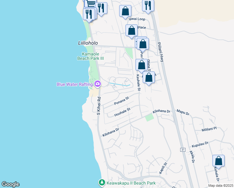 map of restaurants, bars, coffee shops, grocery stores, and more near 2881 South Kihei Road in Kihei