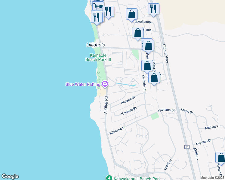 map of restaurants, bars, coffee shops, grocery stores, and more near 2777 South Kihei Road in Kihei