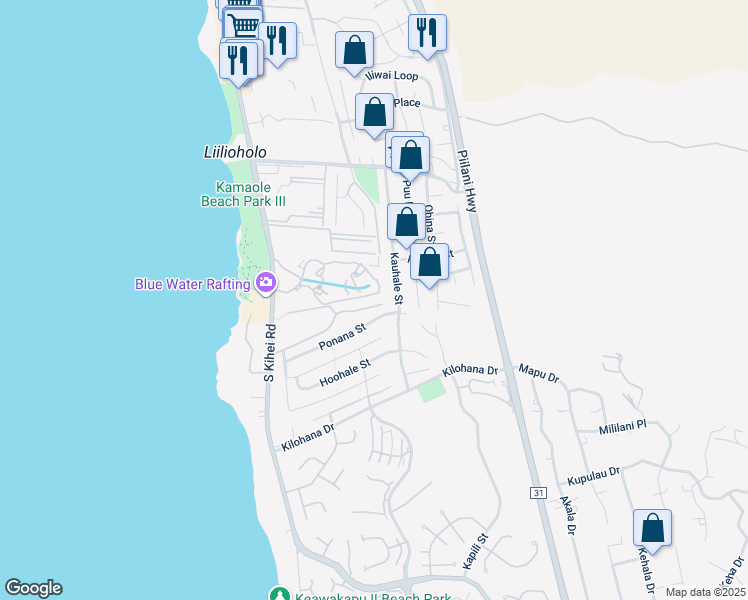 map of restaurants, bars, coffee shops, grocery stores, and more near 2881 South Kihei Road in Kihei