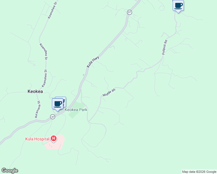 map of restaurants, bars, coffee shops, grocery stores, and more near 395 Middle Road in Kula