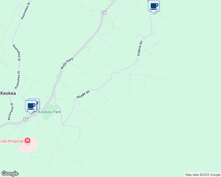map of restaurants, bars, coffee shops, grocery stores, and more near 600 Middle Road in Kula