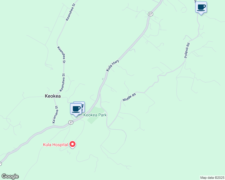 map of restaurants, bars, coffee shops, grocery stores, and more near 8809 Kula Highway in Kula