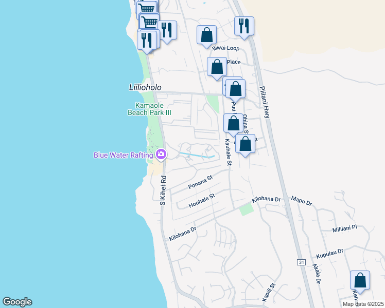 map of restaurants, bars, coffee shops, grocery stores, and more near 2777 South Kihei Road in Kihei