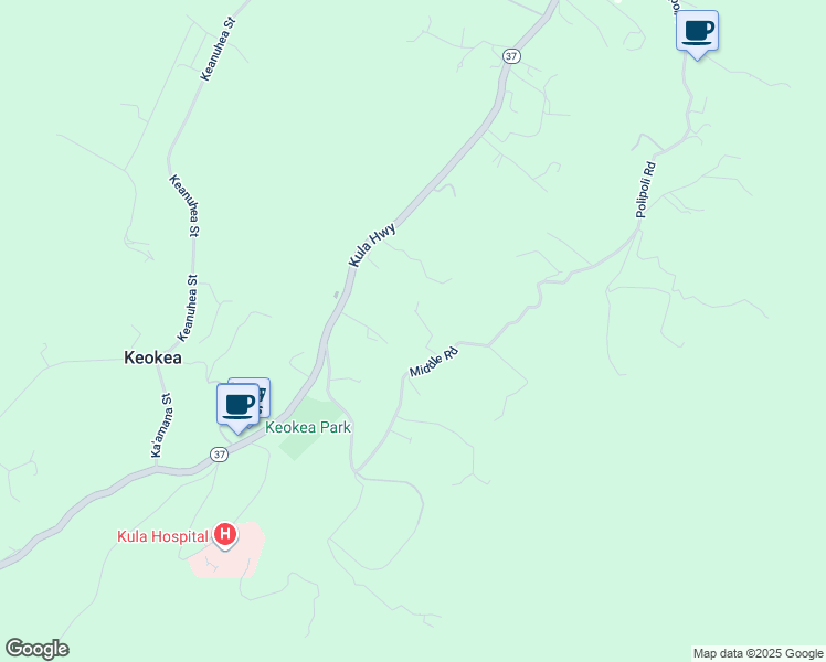 map of restaurants, bars, coffee shops, grocery stores, and more near 395 Middle Road in Kula