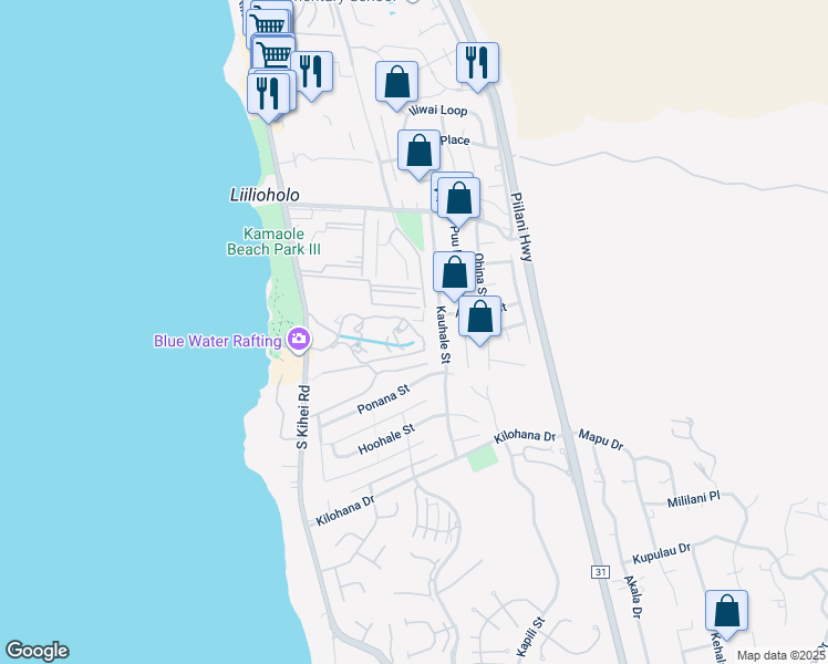 map of restaurants, bars, coffee shops, grocery stores, and more near 2777 South Kihei Road in Kihei