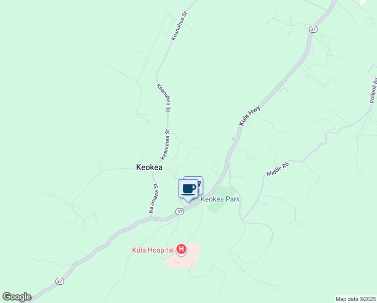 map of restaurants, bars, coffee shops, grocery stores, and more near 9310 Kula Highway in Kula