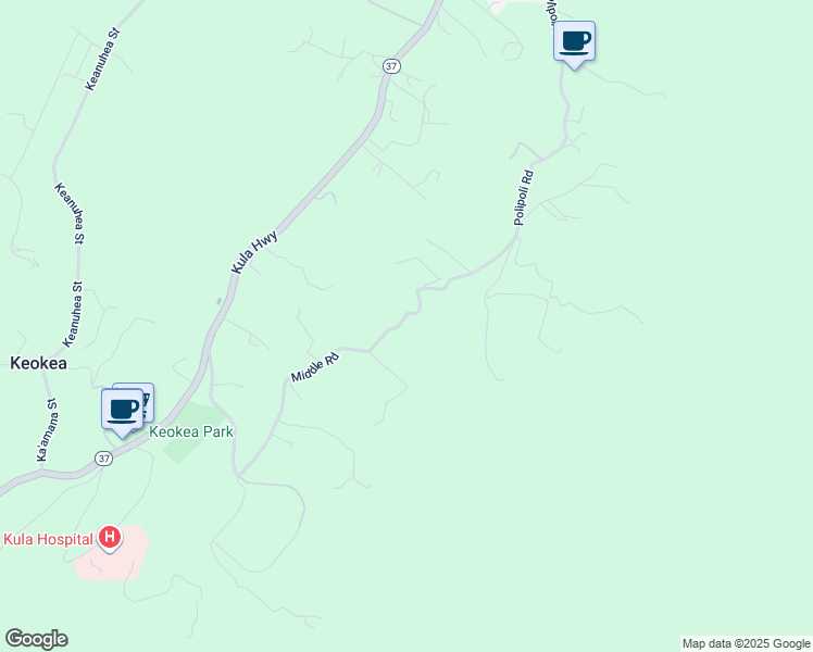 map of restaurants, bars, coffee shops, grocery stores, and more near 600 Middle Road in Kula