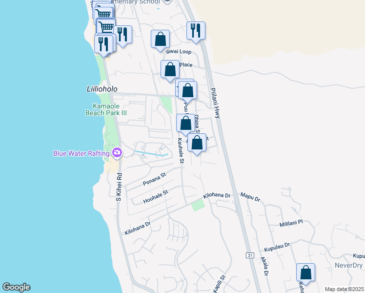 map of restaurants, bars, coffee shops, grocery stores, and more near 2811 Kauhale Street in Kihei