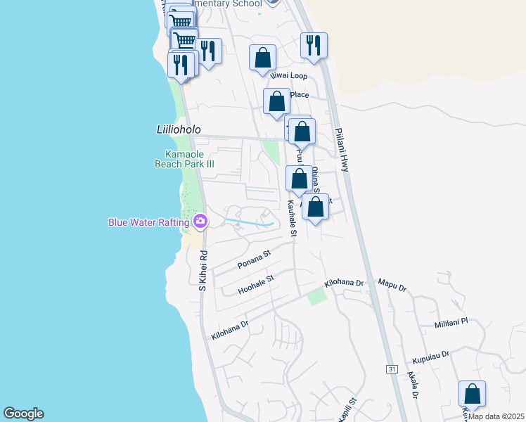 map of restaurants, bars, coffee shops, grocery stores, and more near 2777 South Kihei Road in Kihei