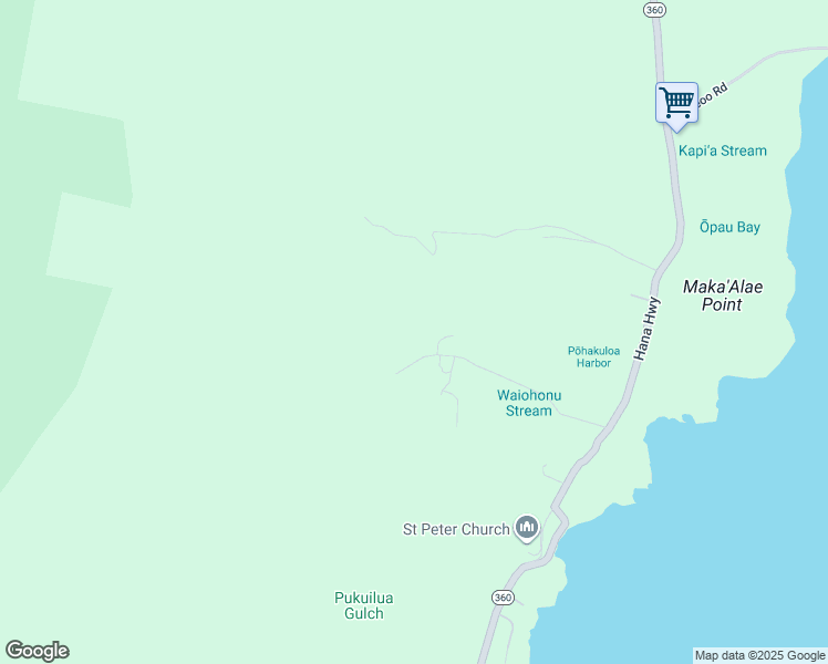 map of restaurants, bars, coffee shops, grocery stores, and more near 250 Waiohonu Road in Hana