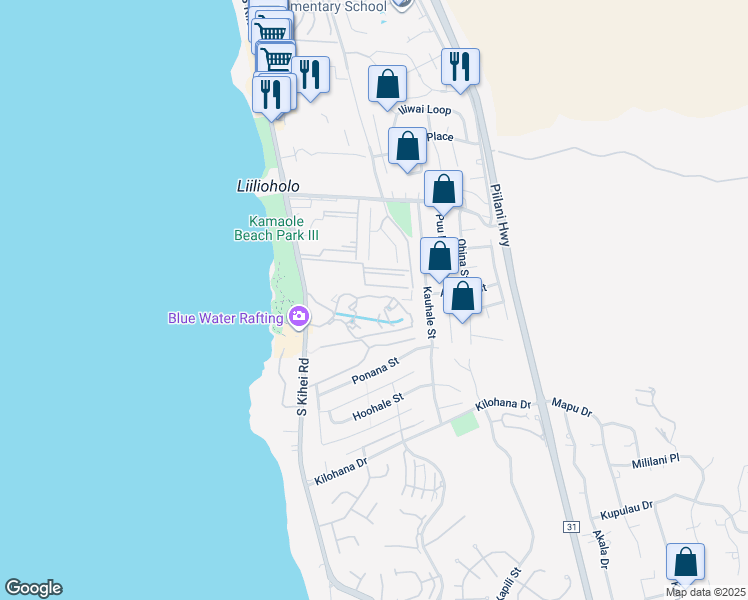 map of restaurants, bars, coffee shops, grocery stores, and more near 2777 South Kihei Road in Kihei