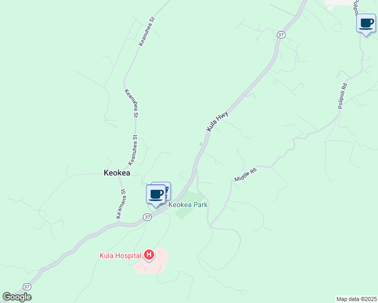 map of restaurants, bars, coffee shops, grocery stores, and more near 8868 Kula Highway in Kula