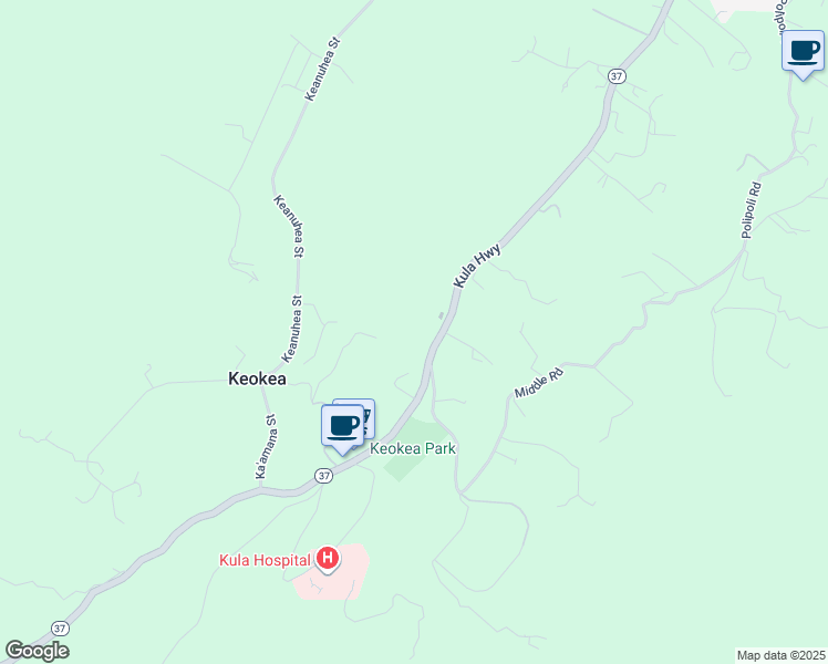 map of restaurants, bars, coffee shops, grocery stores, and more near 8868 Kula Highway in Kula