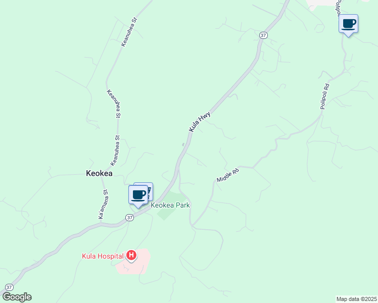 map of restaurants, bars, coffee shops, grocery stores, and more near 8781 Kula Highway in Kula