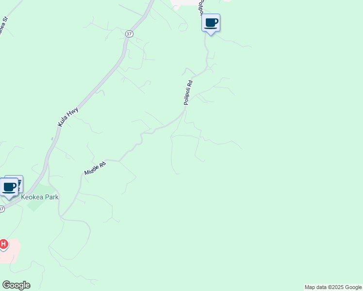 map of restaurants, bars, coffee shops, grocery stores, and more near 1511 Polipoli Road in Kula