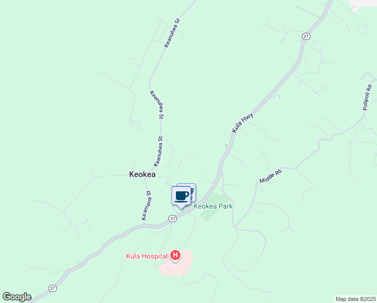 map of restaurants, bars, coffee shops, grocery stores, and more near 9310 Kula Highway in Kula