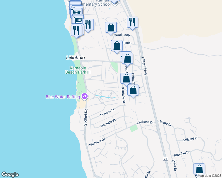map of restaurants, bars, coffee shops, grocery stores, and more near 2757 South Kihei Road in Kihei