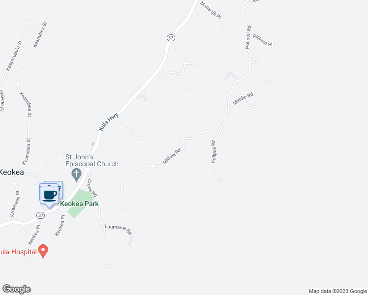 map of restaurants, bars, coffee shops, grocery stores, and more near 788 Middle Road in Kula