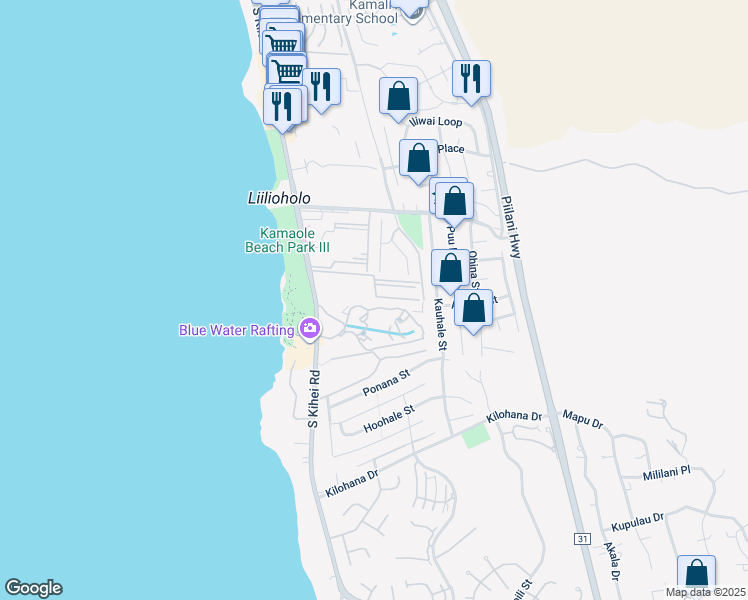 map of restaurants, bars, coffee shops, grocery stores, and more near 2757 South Kihei Road in Kihei