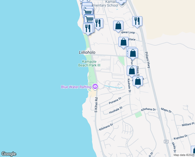 map of restaurants, bars, coffee shops, grocery stores, and more near 2747 South Kihei Road in Kihei