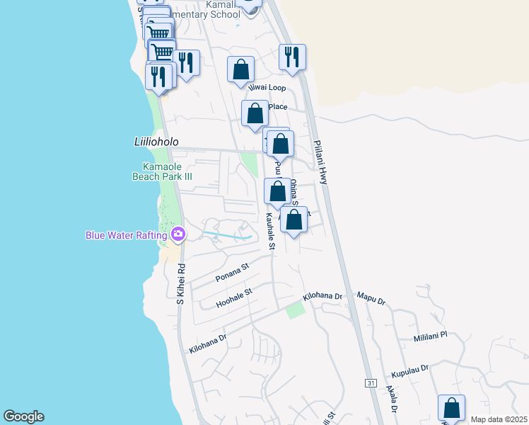map of restaurants, bars, coffee shops, grocery stores, and more near 2792 Kauhale Street in Kihei