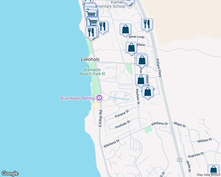 map of restaurants, bars, coffee shops, grocery stores, and more near 2737 South Kihei Road in Kihei