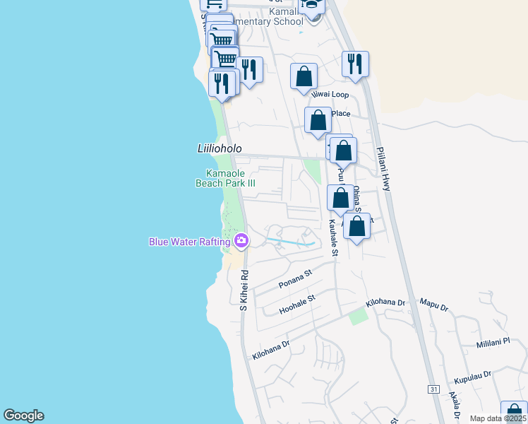 map of restaurants, bars, coffee shops, grocery stores, and more near 2737 South Kihei Road in Kihei