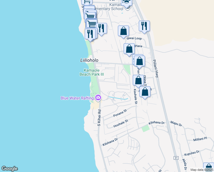 map of restaurants, bars, coffee shops, grocery stores, and more near 2737 South Kihei Road in Kihei