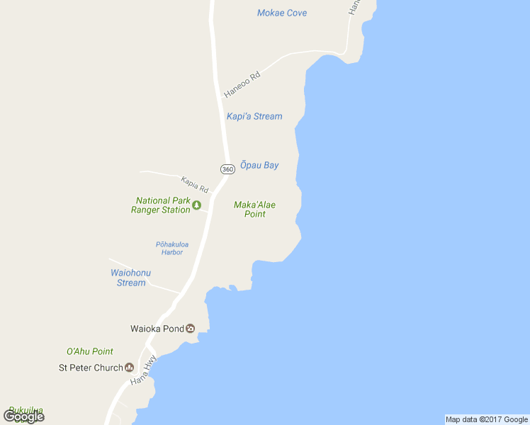 map of restaurants, bars, coffee shops, grocery stores, and more near 6711 Hana Highway in Hana