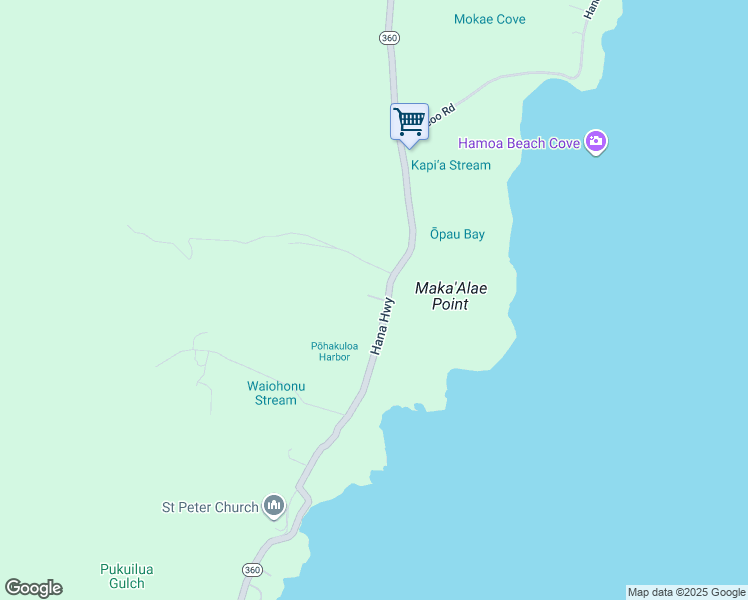 map of restaurants, bars, coffee shops, grocery stores, and more near 6776 Hana Highway in Hana