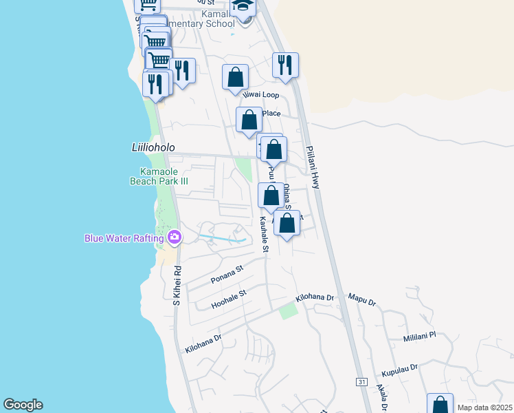map of restaurants, bars, coffee shops, grocery stores, and more near 2776 Kauhale Street in Kihei