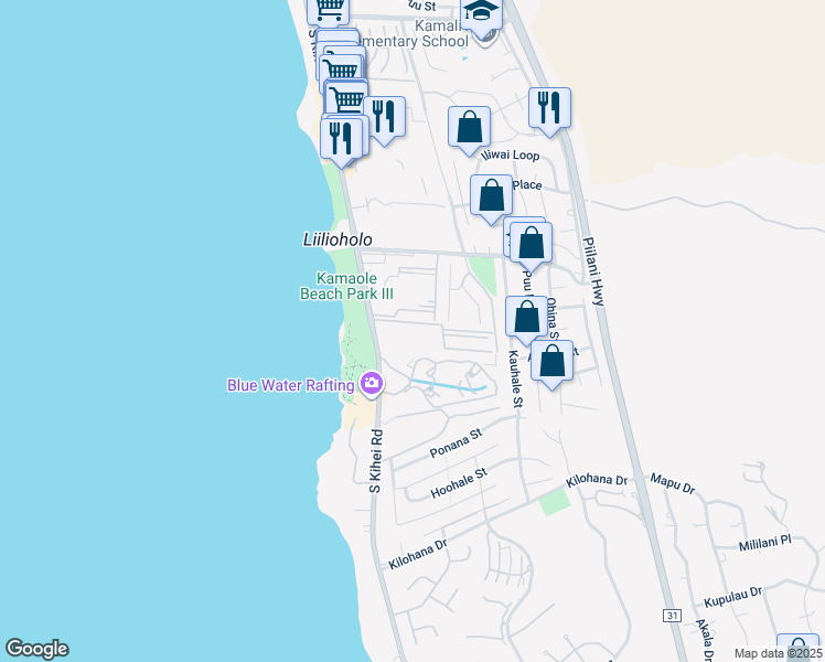 map of restaurants, bars, coffee shops, grocery stores, and more near 2737 South Kihei Road in Kihei