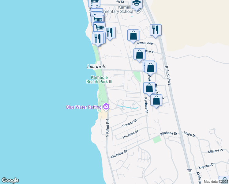 map of restaurants, bars, coffee shops, grocery stores, and more near 2737 South Kihei Road in Kihei