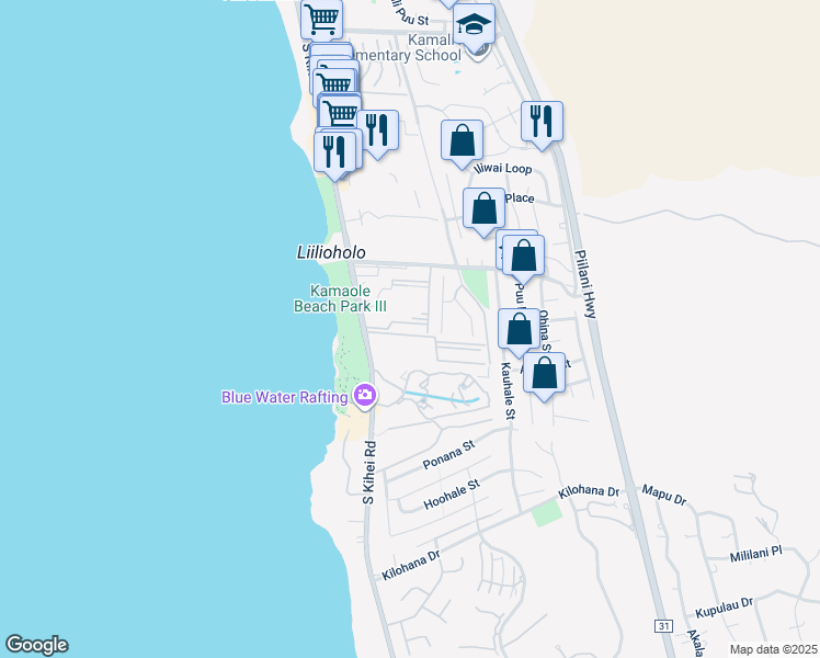map of restaurants, bars, coffee shops, grocery stores, and more near 2695 South Kihei Road in Kihei