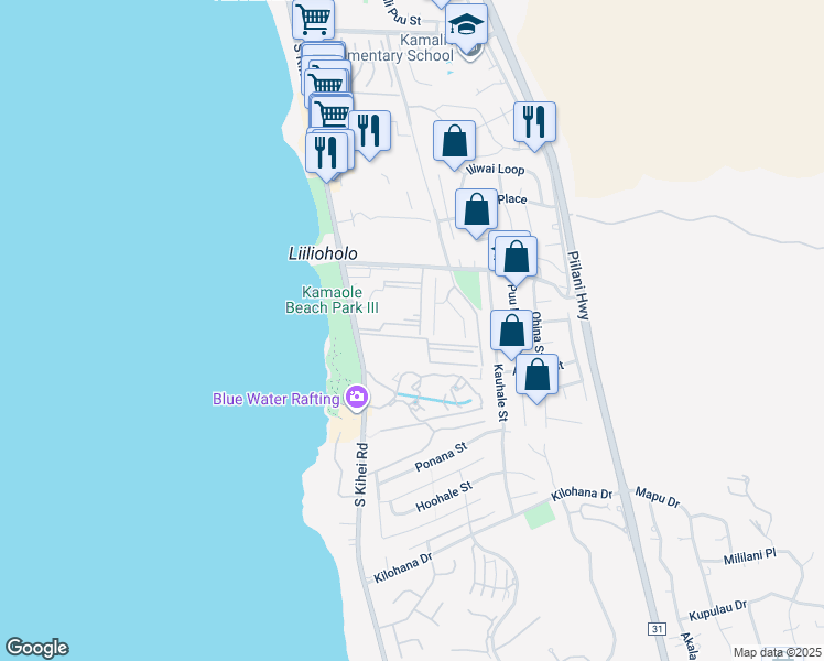 map of restaurants, bars, coffee shops, grocery stores, and more near 2695 South Kihei Road in Kihei