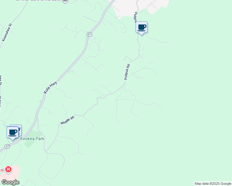 map of restaurants, bars, coffee shops, grocery stores, and more near 937 Middle Road in Kula