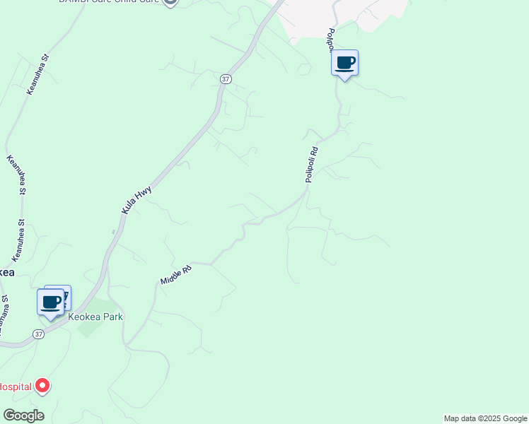 map of restaurants, bars, coffee shops, grocery stores, and more near 881 Middle Road in Kula
