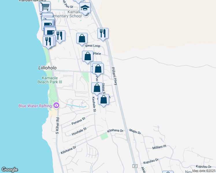 map of restaurants, bars, coffee shops, grocery stores, and more near 278 Aone Street in Kihei
