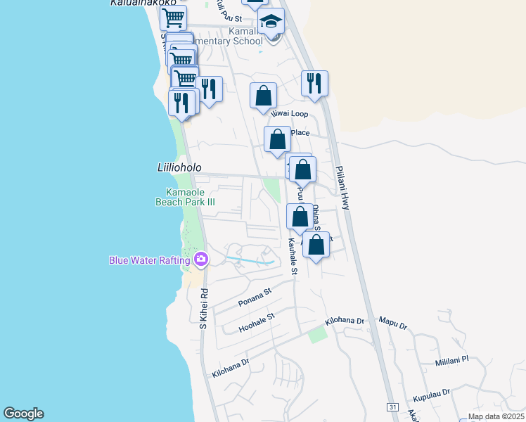 map of restaurants, bars, coffee shops, grocery stores, and more near 160 Keonekai Road in Kihei