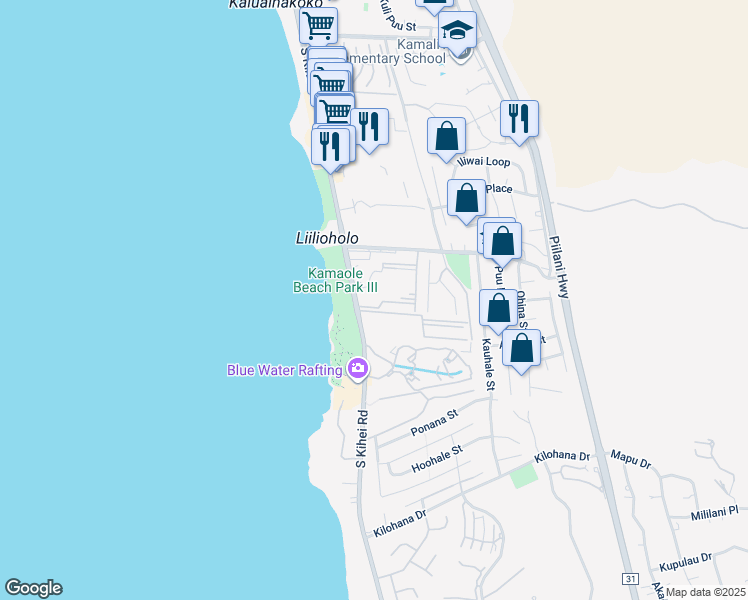 map of restaurants, bars, coffee shops, grocery stores, and more near 2695 South Kihei Road in Kihei