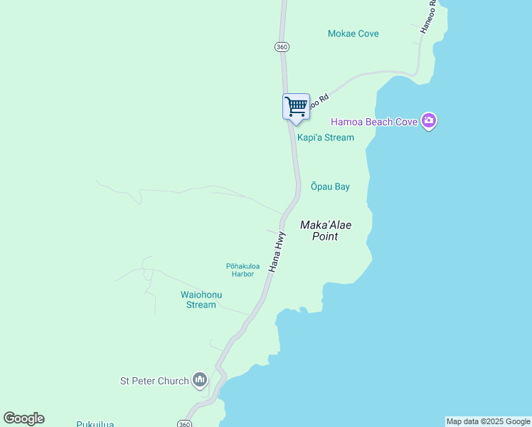 map of restaurants, bars, coffee shops, grocery stores, and more near 61 Kapia Road in Hana