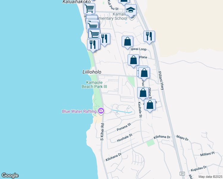 map of restaurants, bars, coffee shops, grocery stores, and more near 2695 South Kihei Road in Kihei