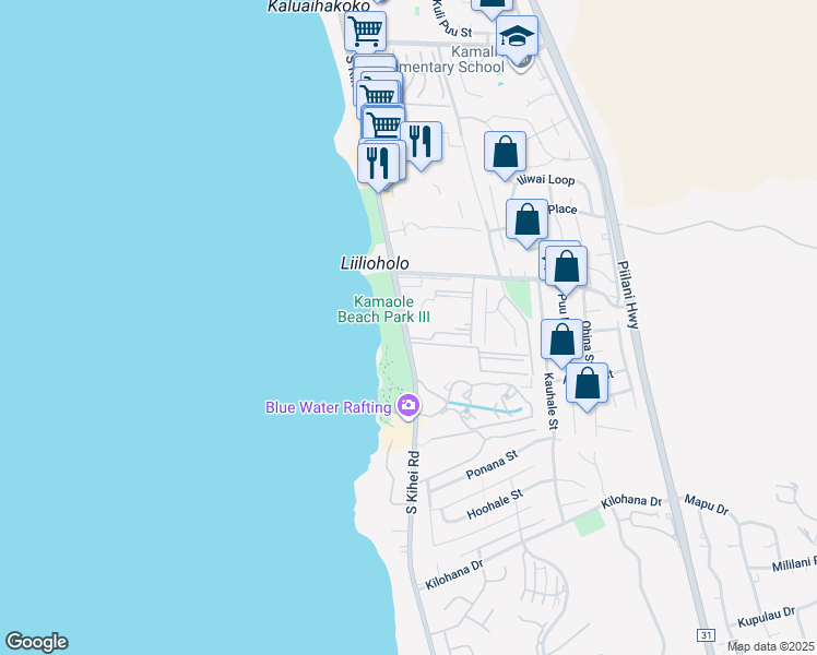 map of restaurants, bars, coffee shops, grocery stores, and more near 2695 South Kihei Road in Kihei